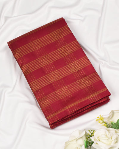 Arakku Thakkali Kanchi Silk Fabric with Zari Kattam Design