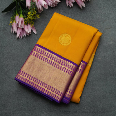 Mustard Kanchi Silk Saree with Annam Butta Design