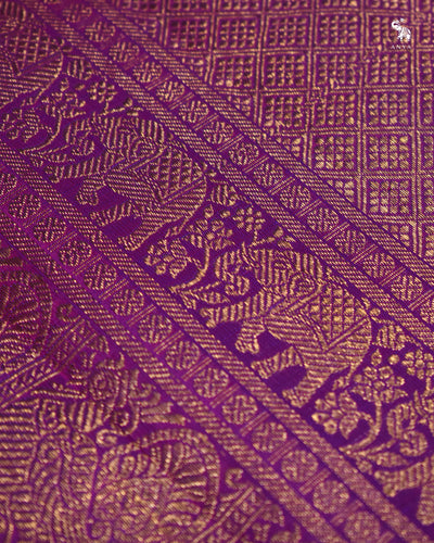 Onion Pink Kanchi Silk Saree with Horizontal Kattam Design