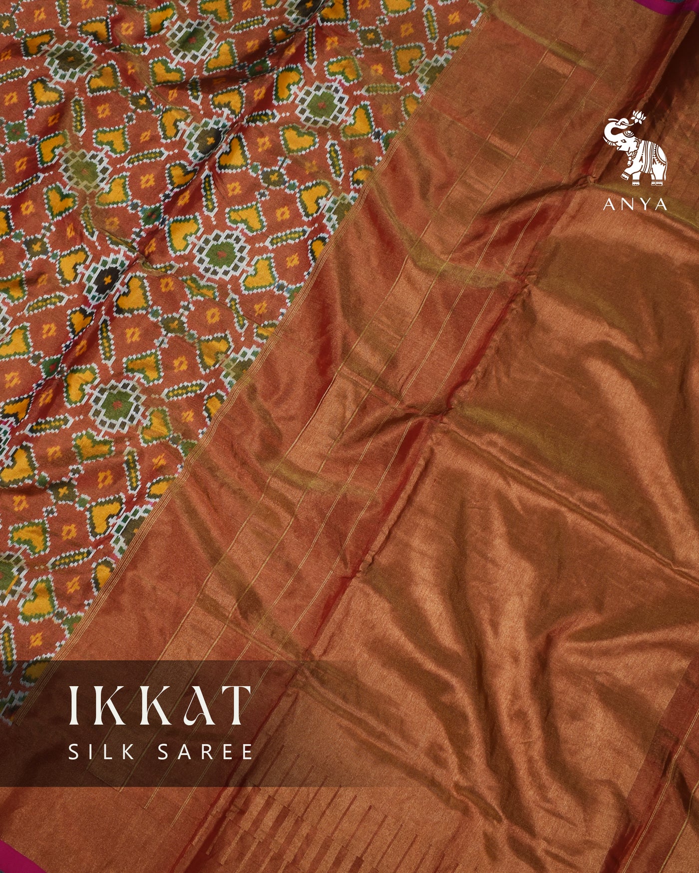 Rust Patola Silk Saree