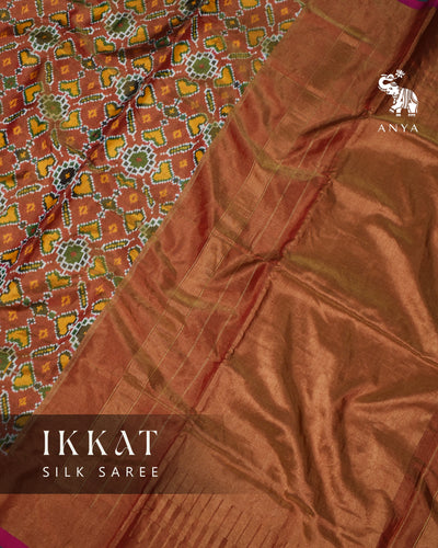Rust Patola Silk Saree