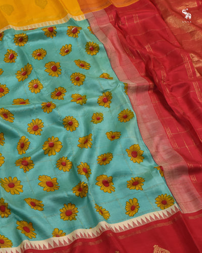 Rexona Printed Kanchi Silk Saree with Floral Print Design