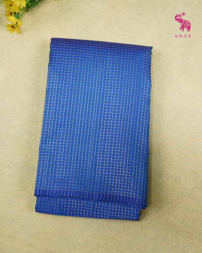 Ms Blue Kanchi Silk Fabric with Zari Checks Design
