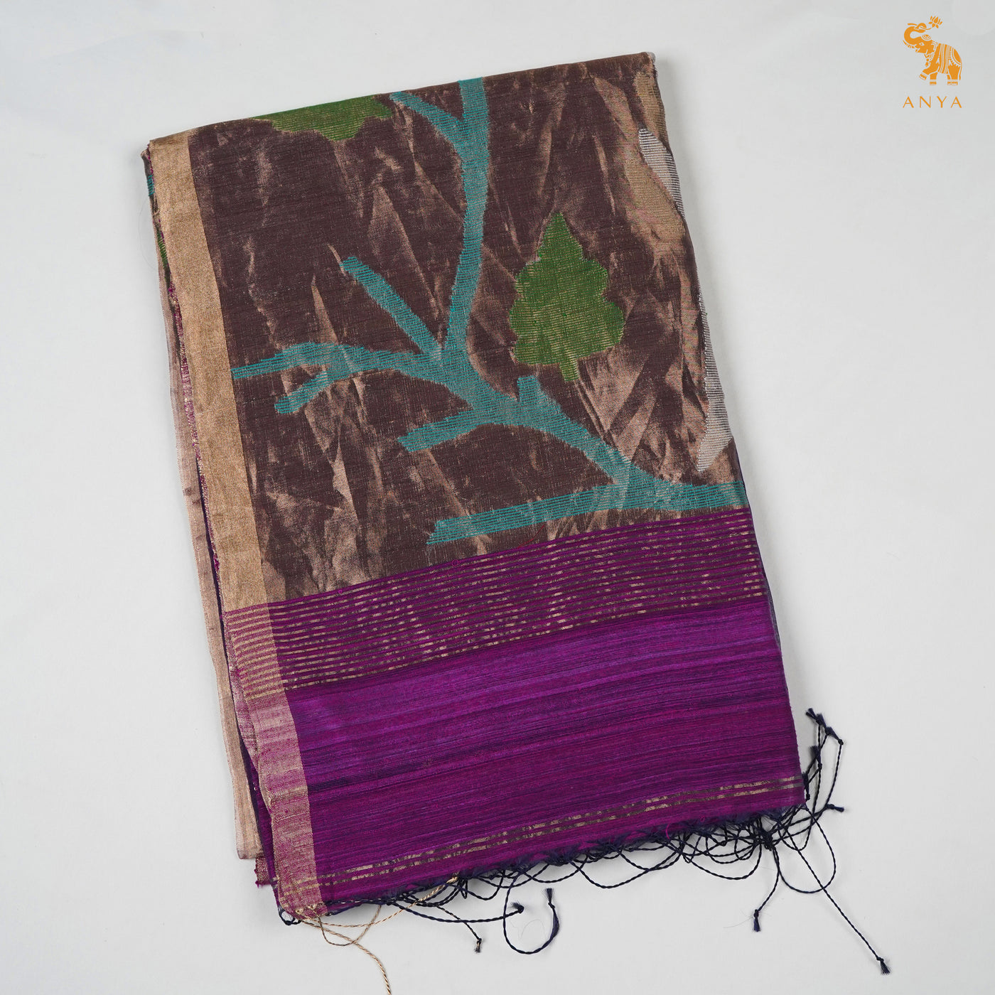 Violet Tissue Sequins Saree with Paithani Pallu