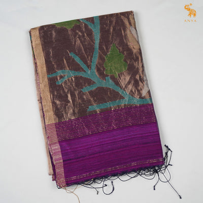 Violet Tissue Sequins Saree with Paithani Pallu