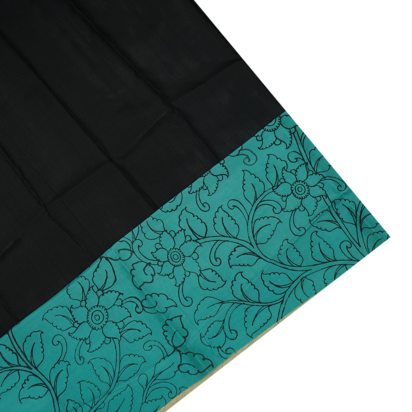 Anandha Blue Zari Checks Tussar Silk Saree with Blue Pen Kalamkari Kanchi Border