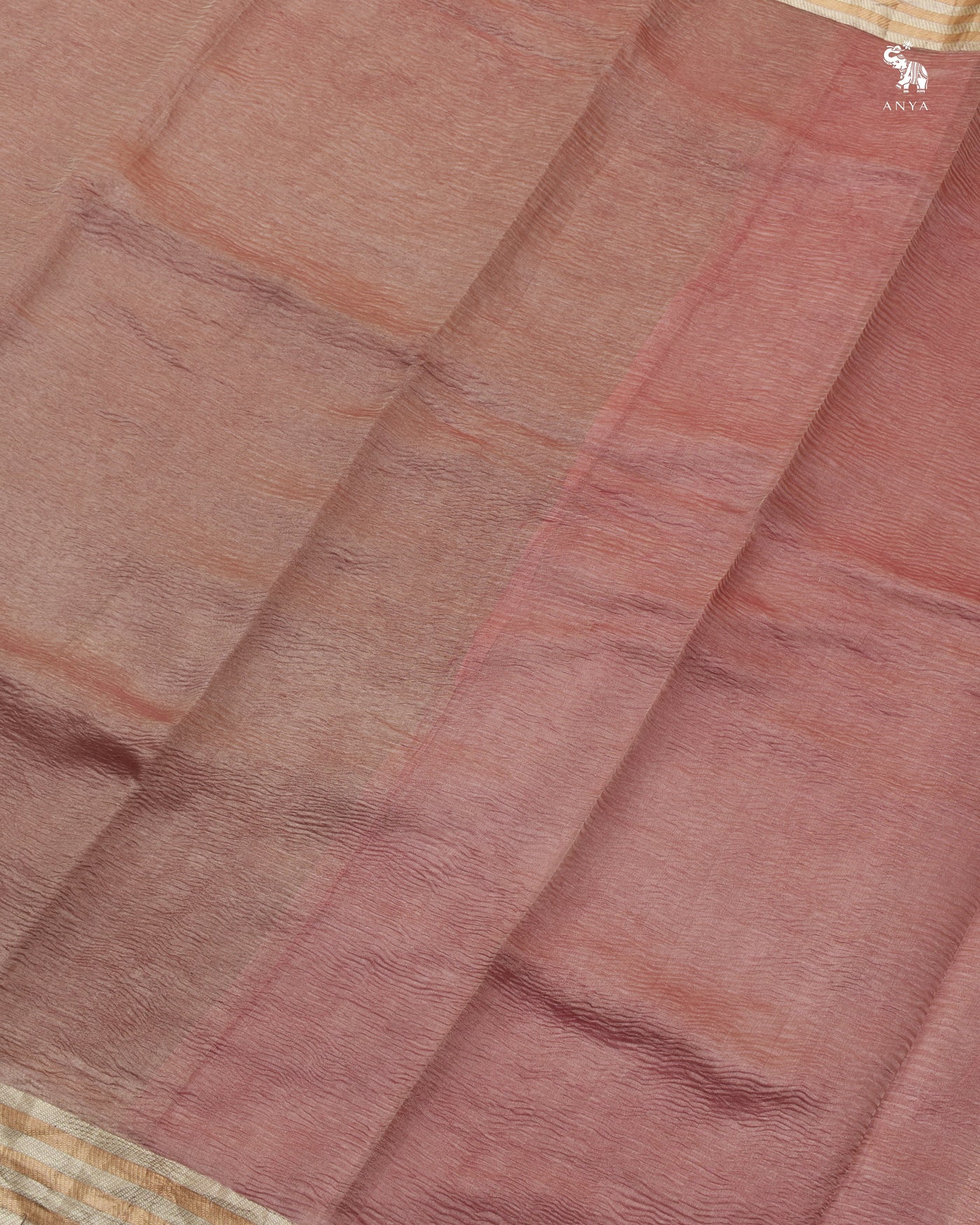 Onion Pink Multicolour Tissue Saree with Crush Tissue Pallu