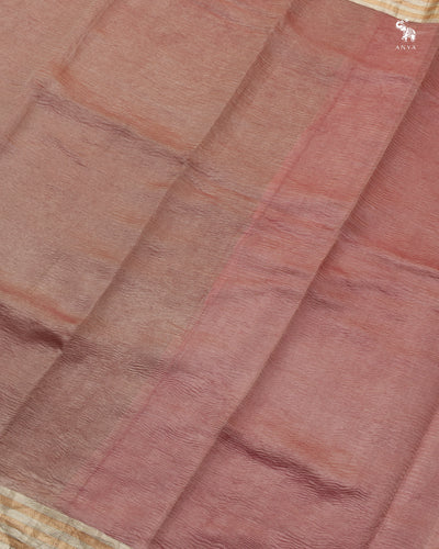 Onion Pink Multicolour Tissue Saree with Crush Tissue Pallu