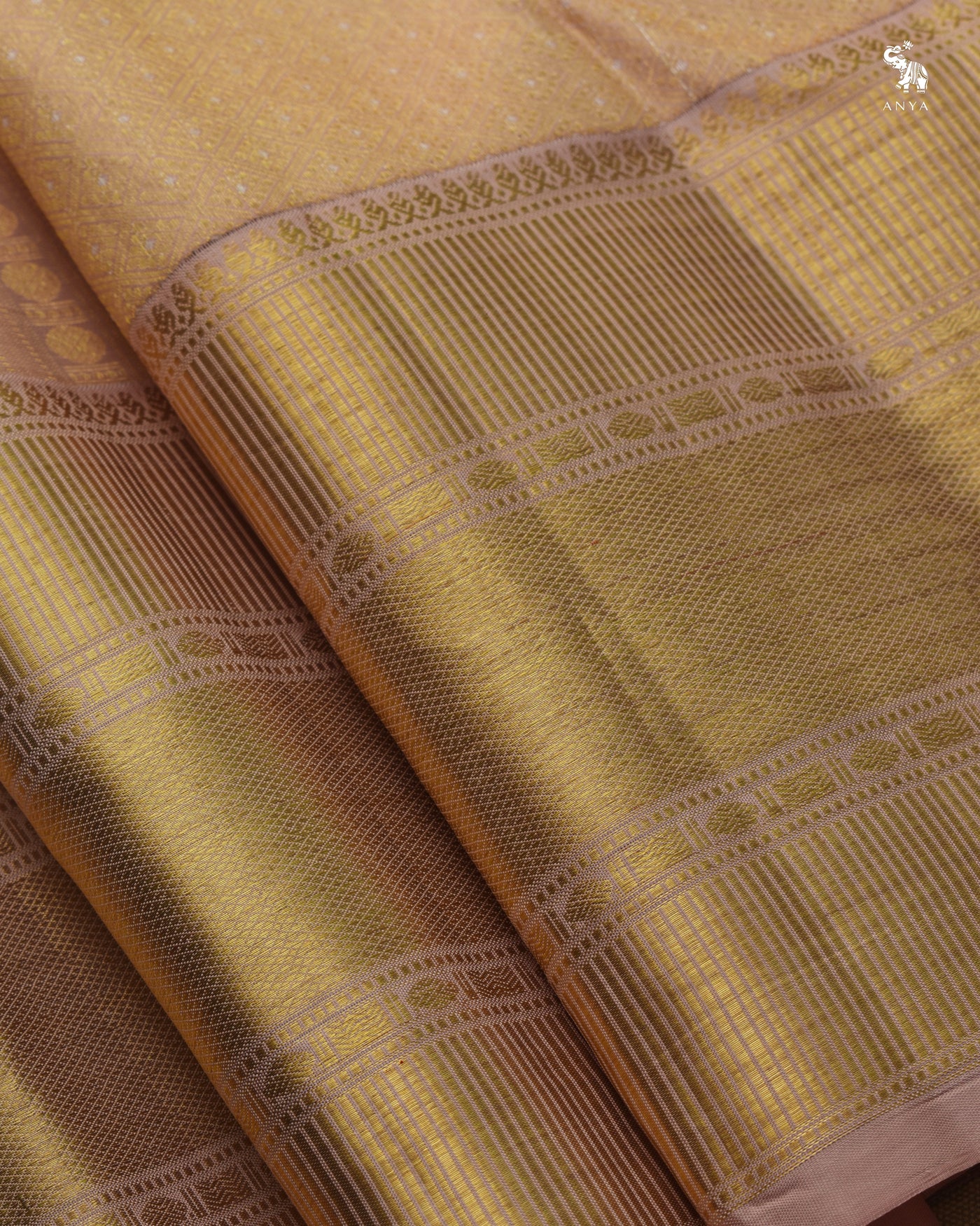 Onion Pink Kanchi Silk Saree with Kodi Creeper Design