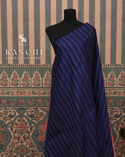 Navy Blue Kanchi Classic Saree with Kathir Lines Design
