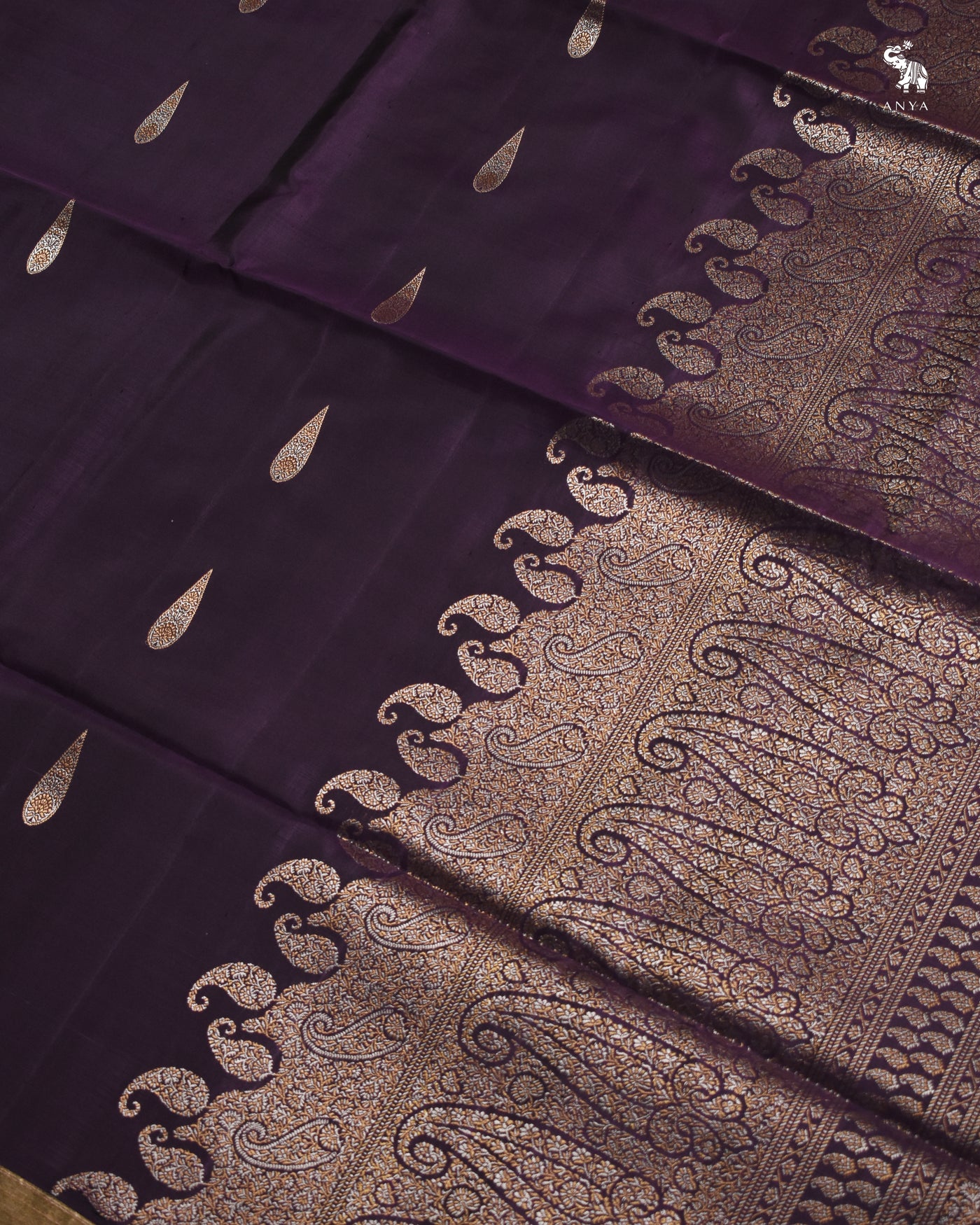 Purple Soft Silk Saree with Zari Butta Design