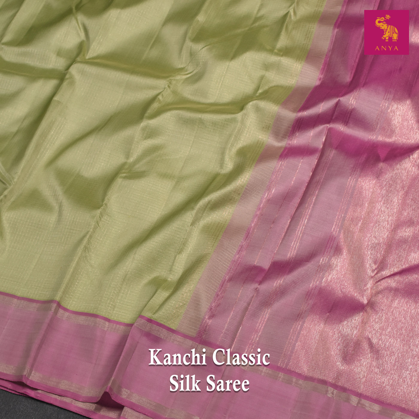 Apple Green Kanchi Silk Saree with Zari Checks Design