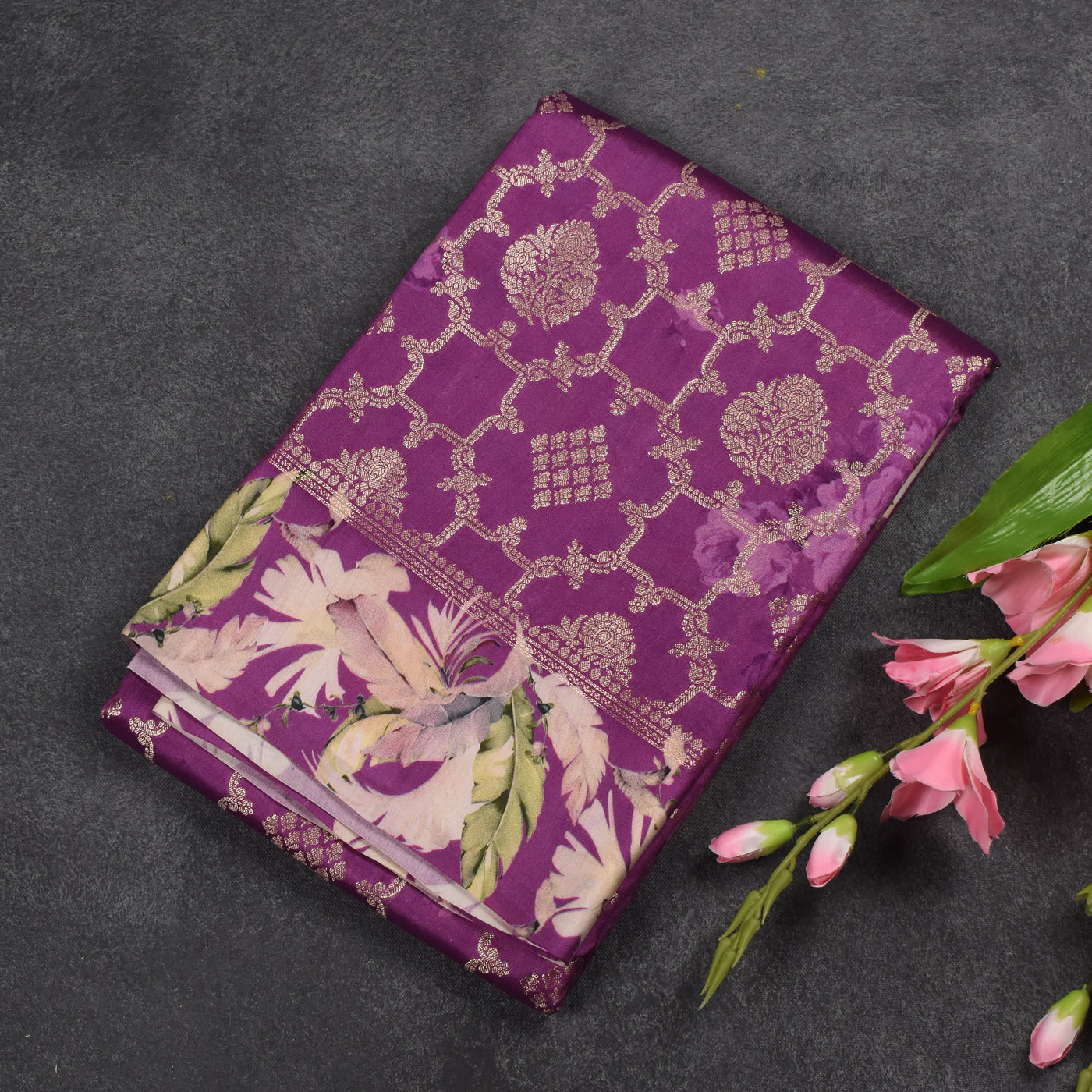 Purple Banarasi Silk Saree with Zari Butta Design