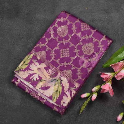 Purple Banarasi Silk Saree with Zari Butta Design