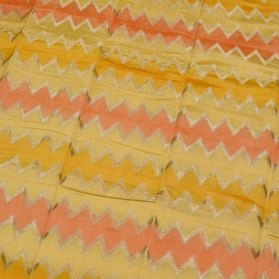 Yellow Chanderi Banarasi Silk Saree with Zig Zag Design