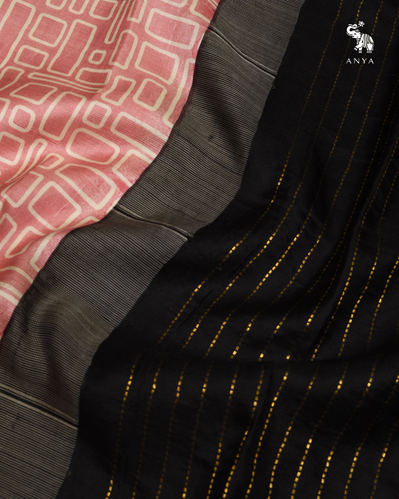 Onion Pink Kanchi Silk Printed Saree with Kutch Work Design