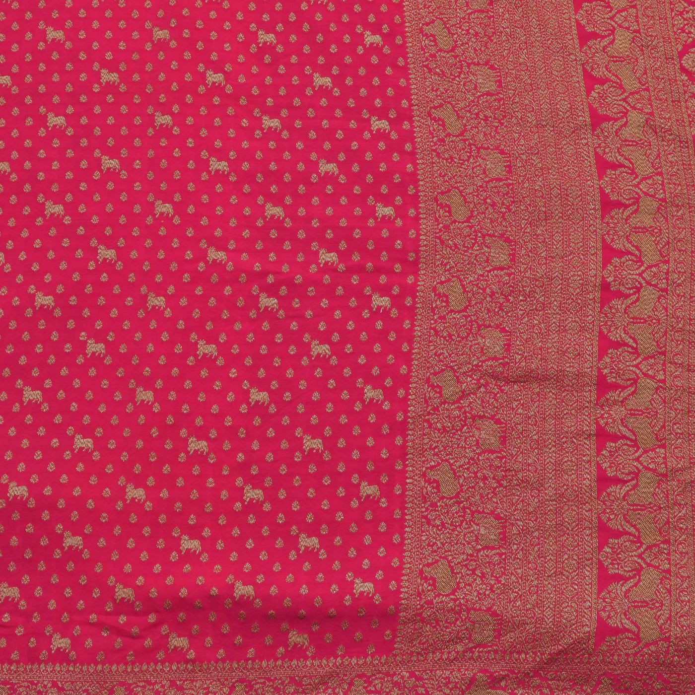 Pink Crepe Banarasi Silk Saree with Small Zari and Pitchwai Butta Design