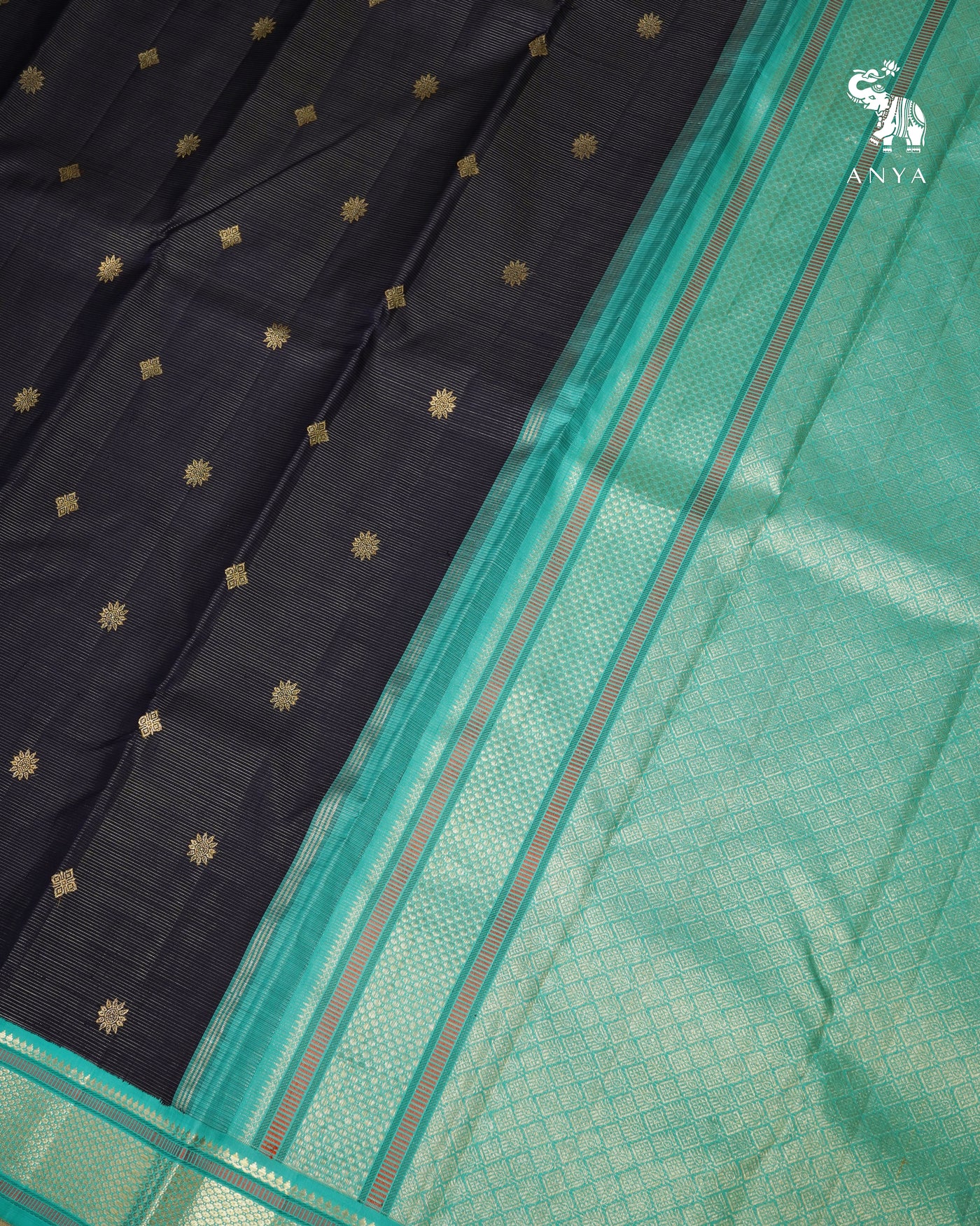 Navy Blue Kanchi Silk Saree with Vairaoosi Lines Design