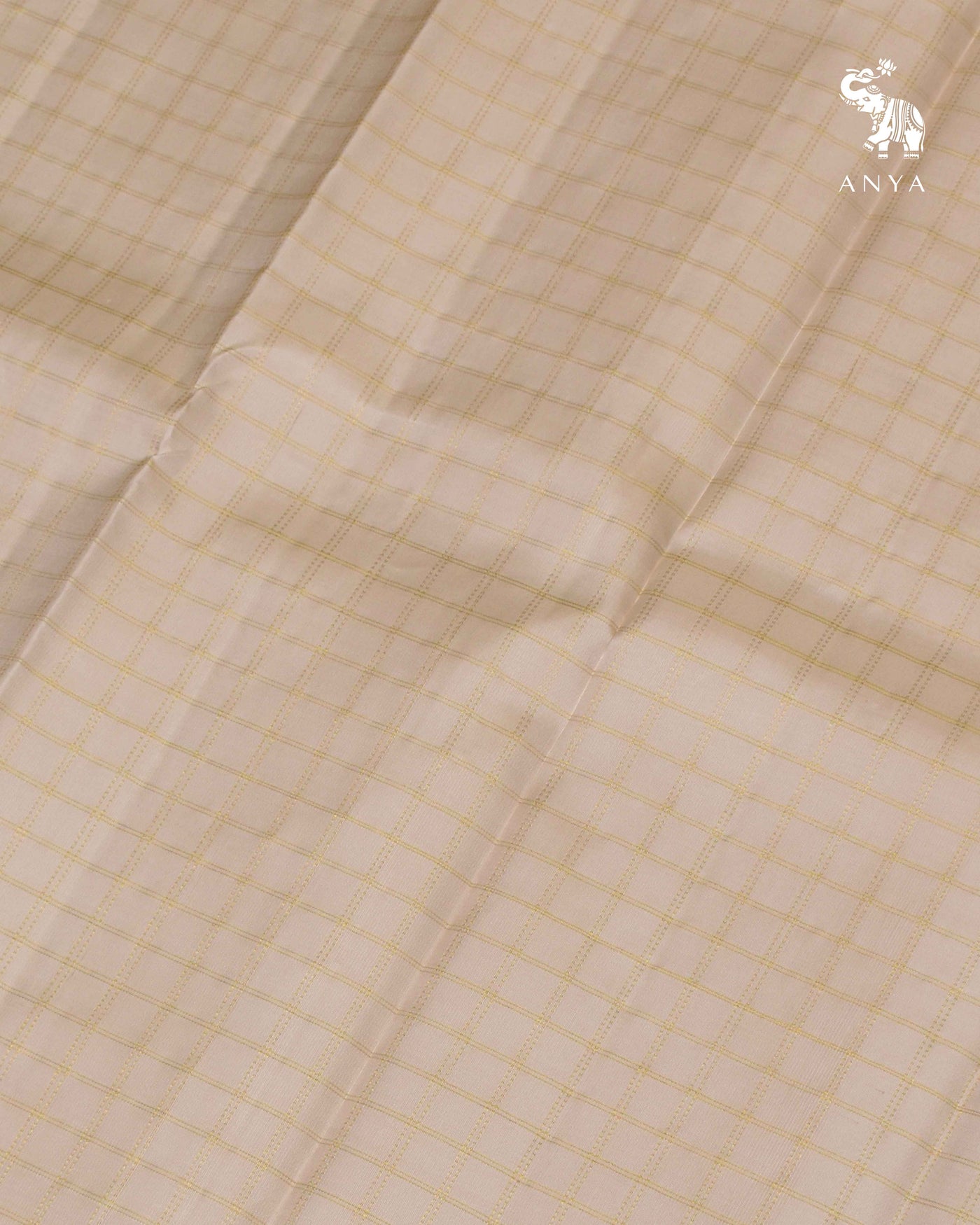 Off White Kanchi Silk Fabric with Medium Zari Kattam Design