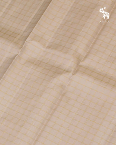 Off White Kanchi Silk Fabric with Medium Zari Kattam Design