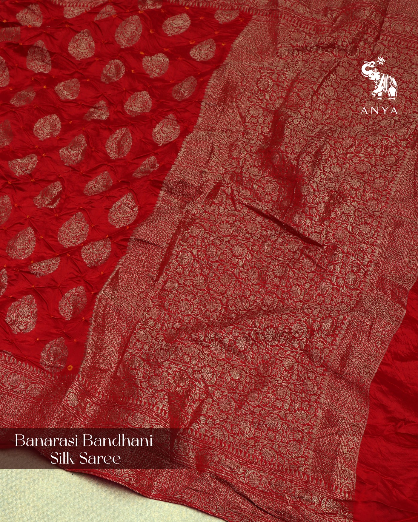 Red Bandhani Banarasi Silk Saree