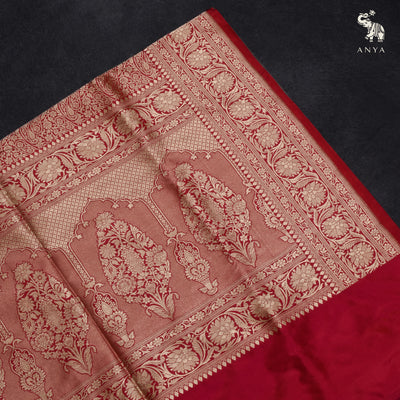 Arakku Thakkali Banarasi Silk Saree with Creeper Design