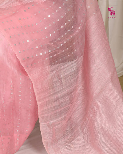 Baby Pink Bailu Sequins Saree