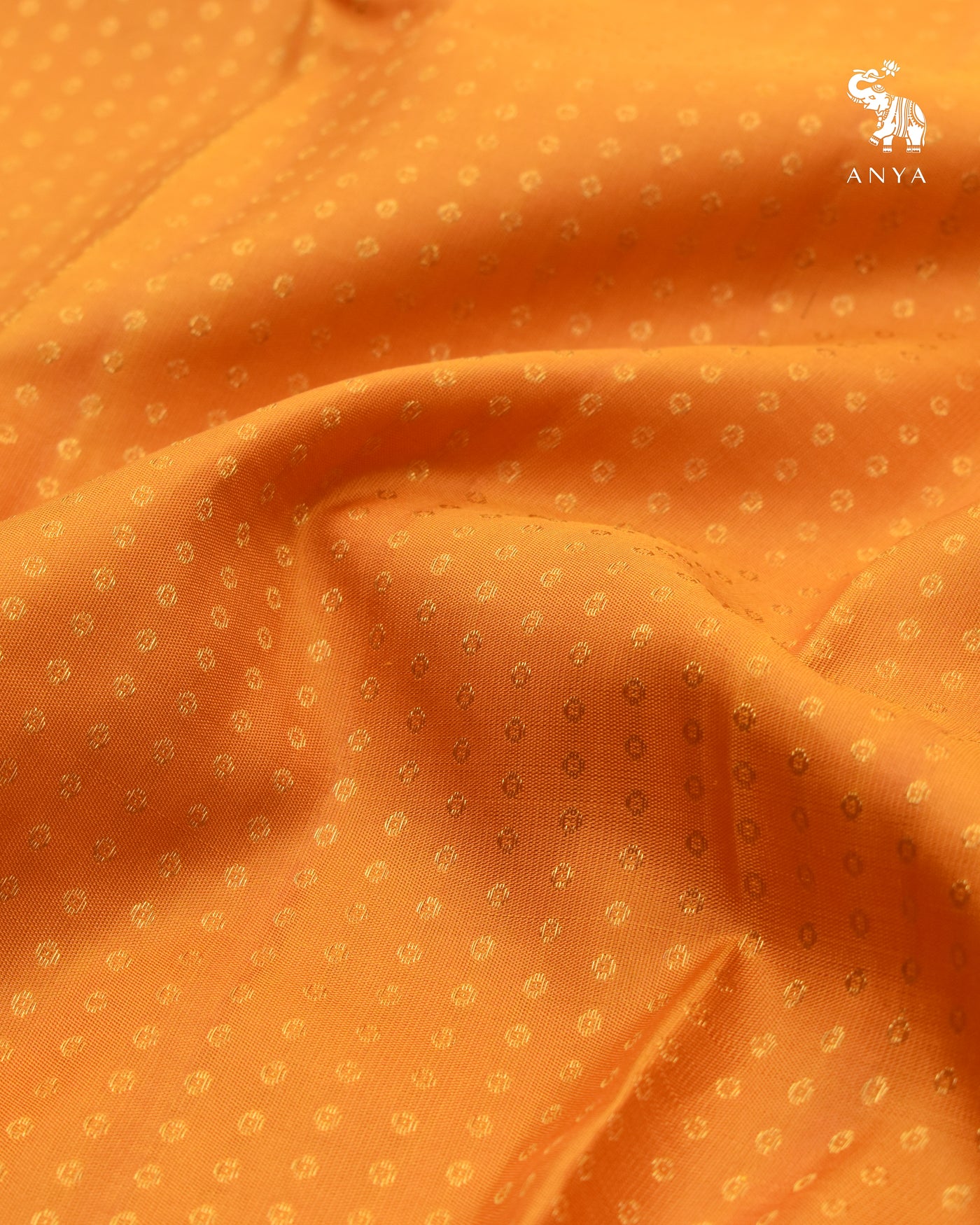 Oil Mustard Kanchi Silk Fabric with Mayil Kan Butta Design