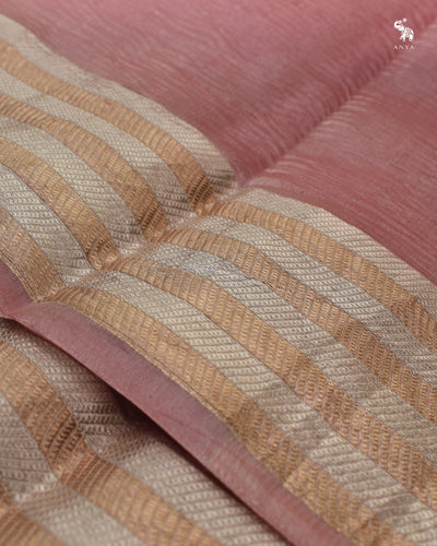 Onion Pink Multicolour Tissue Saree with Crush Tissue Pallu