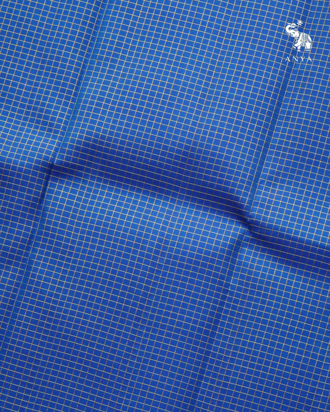 Ms Blue Kanchi Silk Fabric with Zari Checks Design