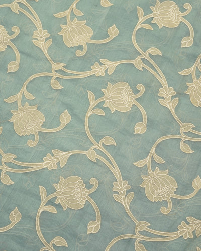 Baby Blue Chanderi Fabric with Embroidery Creeper Design