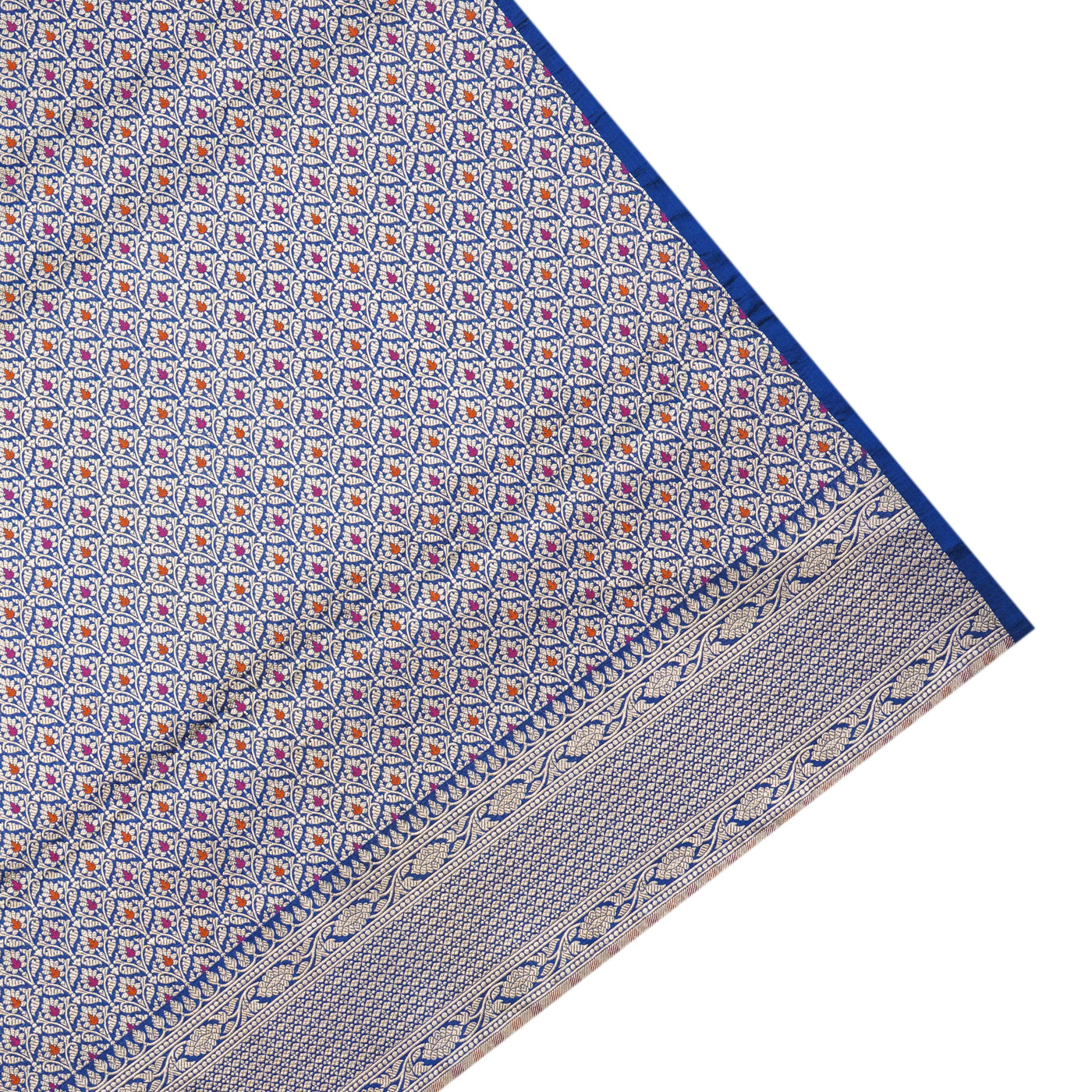 Ms Blue Banarasi Silk Saree with Small Zari Butta Design