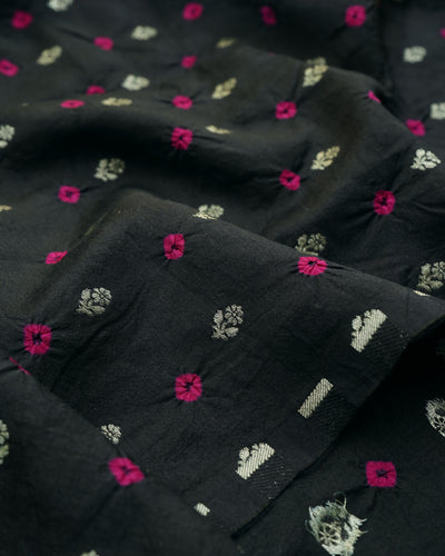 Black Bhandhini Silk Fabric