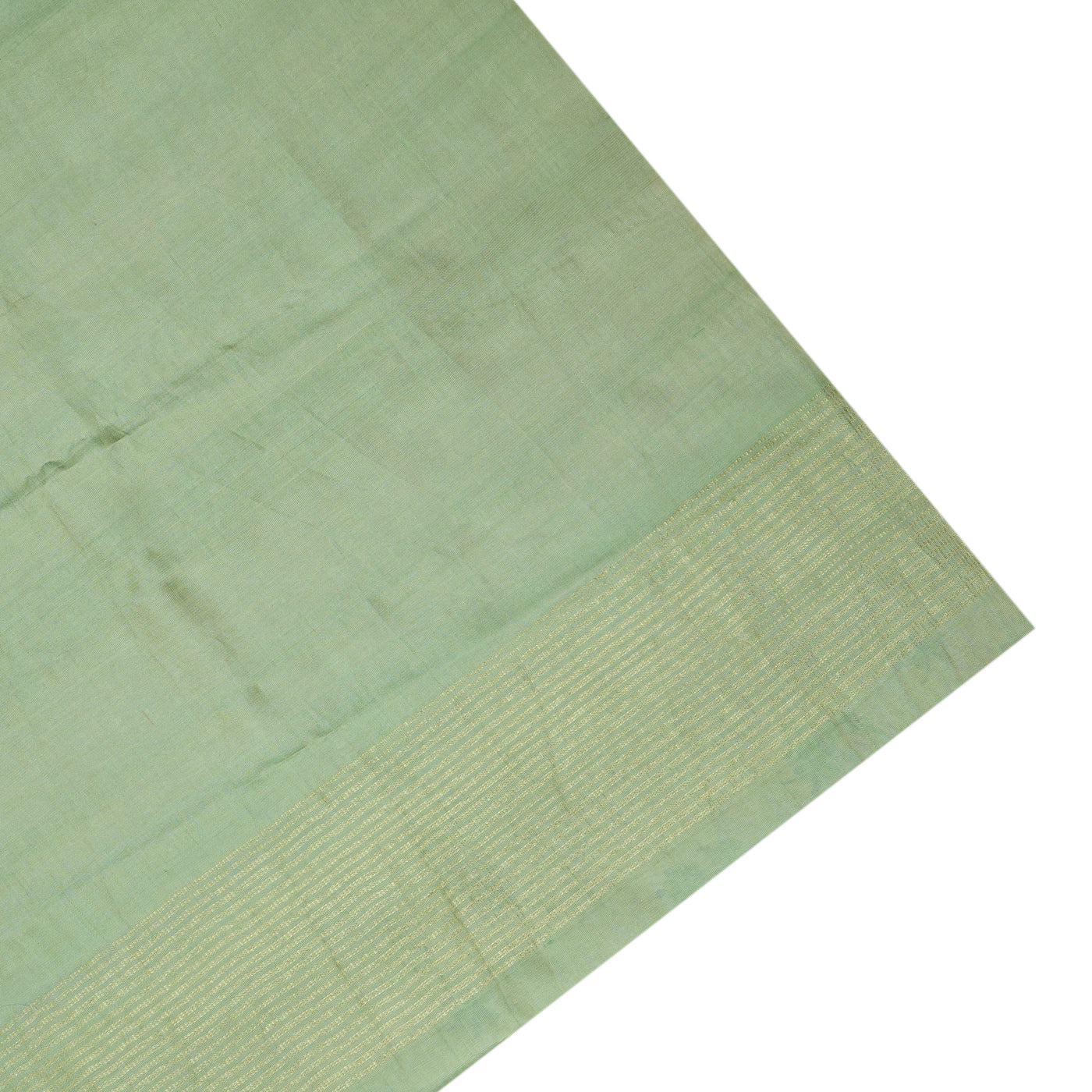 Off White with Green Printed Kanchi Silk Saree with Small Floral Print Design