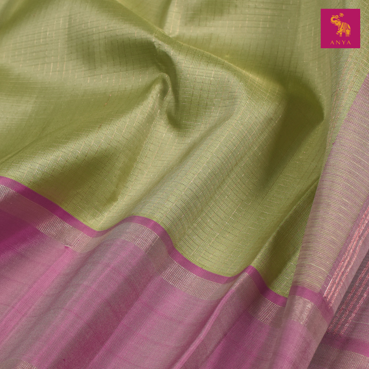 Apple Green Kanchi Silk Saree with Zari Checks Design