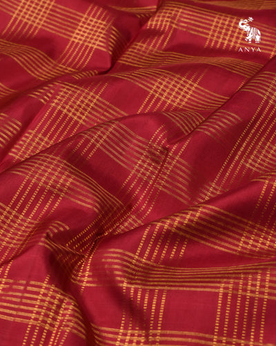 Arakku Thakkali Kanchi Silk Fabric with Zari Kattam Design