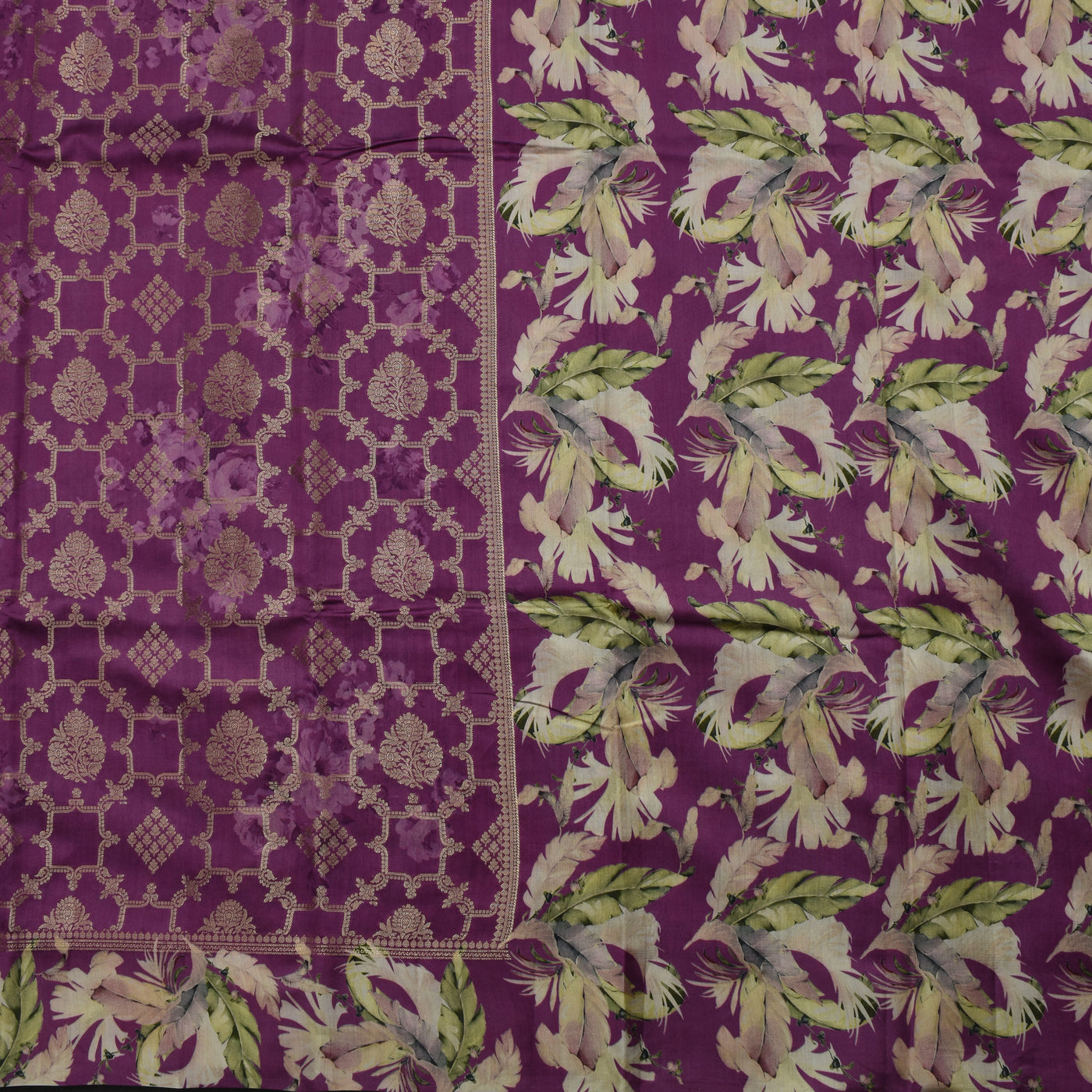 Purple Banarasi Silk Saree with Zari Butta Design
