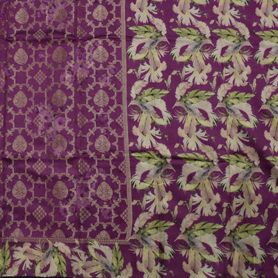 Purple Banarasi Silk Saree with Zari Butta Design