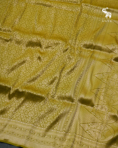 Samagha Green Banarasi Silk Saree with Zari Creeper Design