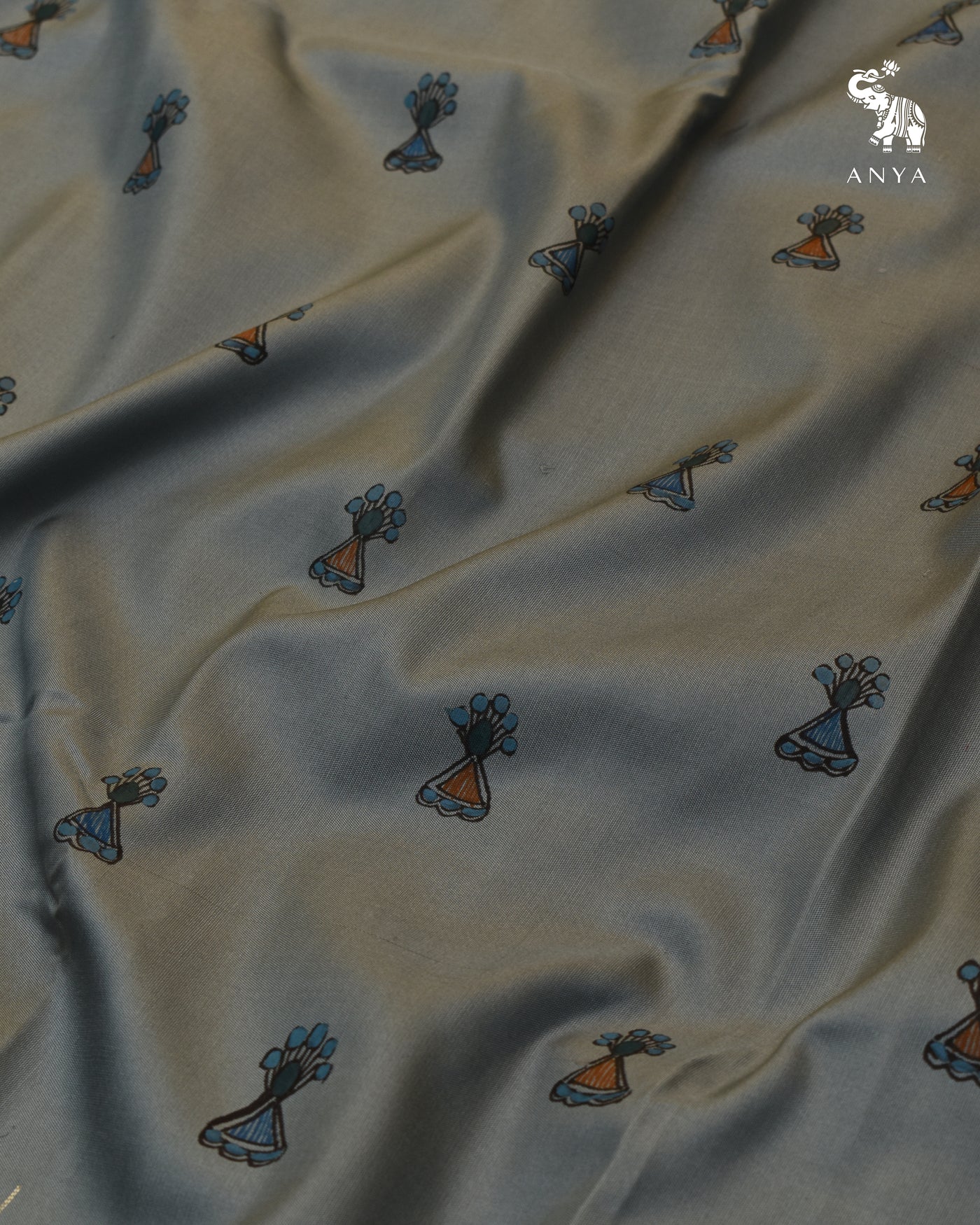 Grey Madhubani Kanchi Silk Saree