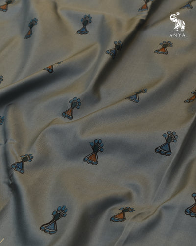 Grey Madhubani Kanchi Silk Saree