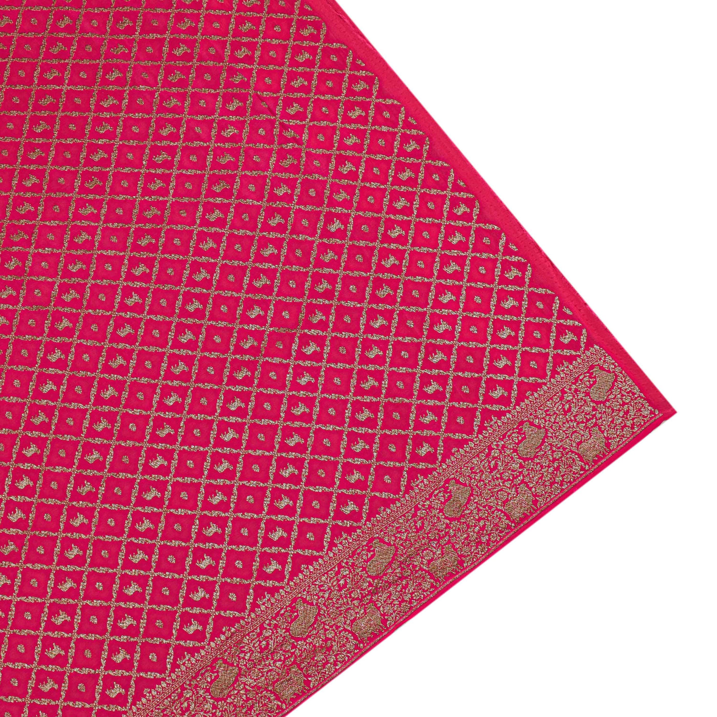 Pink Crepe Banarasi Silk Saree with Small Zari and Pitchwai Butta Design