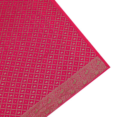 Pink Crepe Banarasi Silk Saree with Small Zari and Pitchwai Butta Design