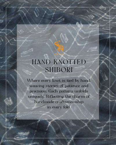 Dark Grey Hand Knotted Shibori Kanchi Silk Saree