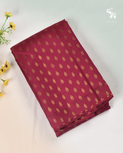 Arakku Red Kanchi Silk Fabric with Kammal Butta Design