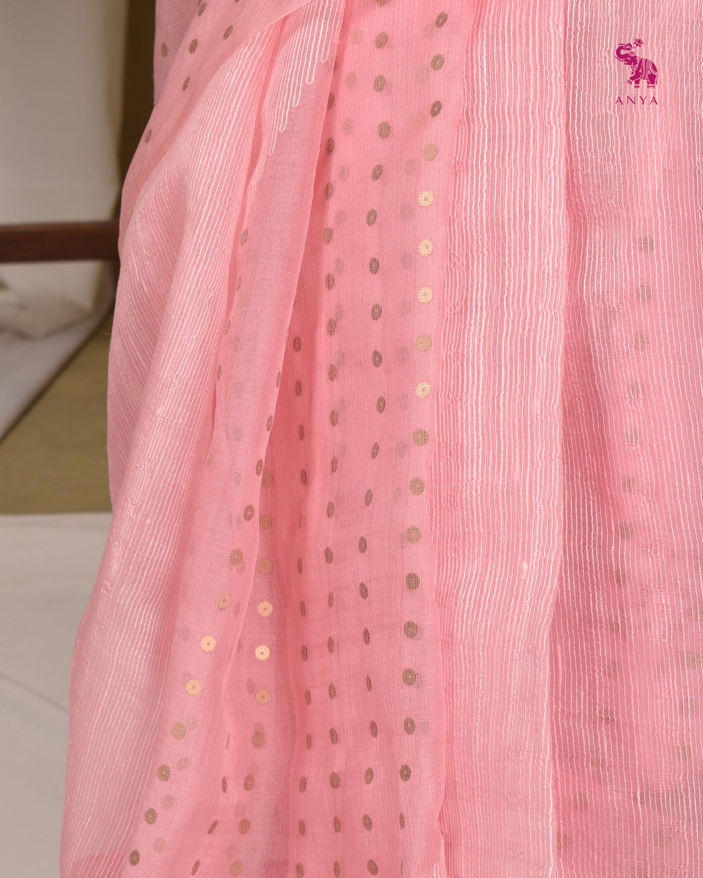 Baby Pink Bailu Sequins Saree