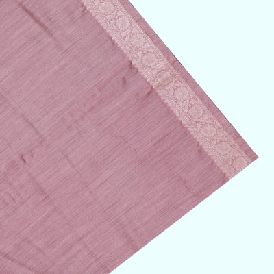 Onion Pink Tussar Moonga Saree with Zari Butta Design