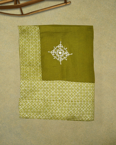 Chutney Green Organza Saree with White Kutch Work Design
