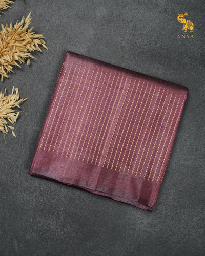 Light Purple Tussar Silk Saree with Zari Stripes Design