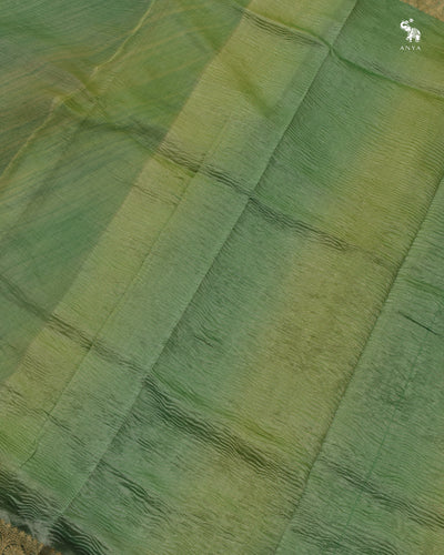 Apple Green Multicolour Tissue Saree with Crush Tissue Pallu